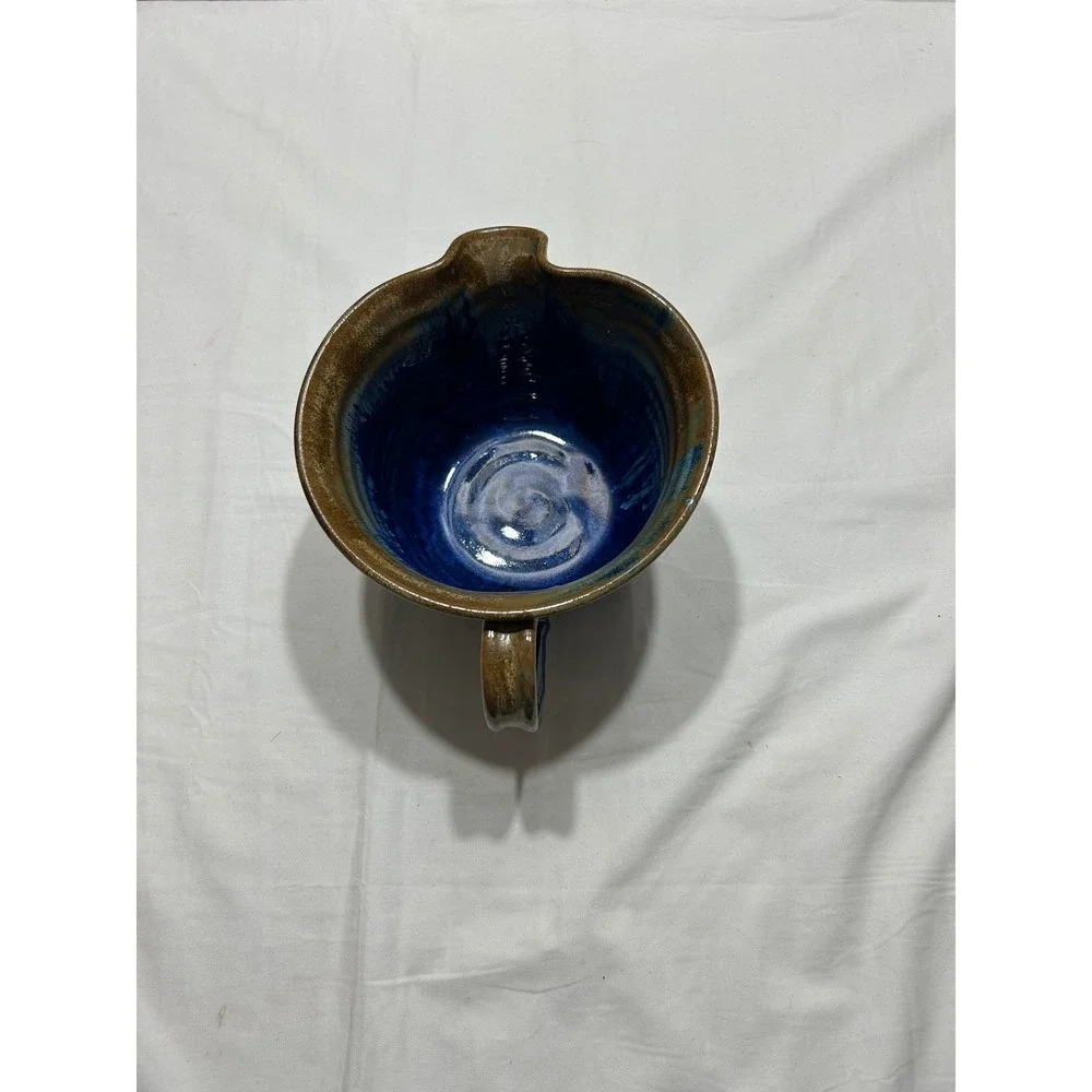 Pigeon River Pottery T Kerns Studio Art Pottery Blue Drip Glaze Pitcher
